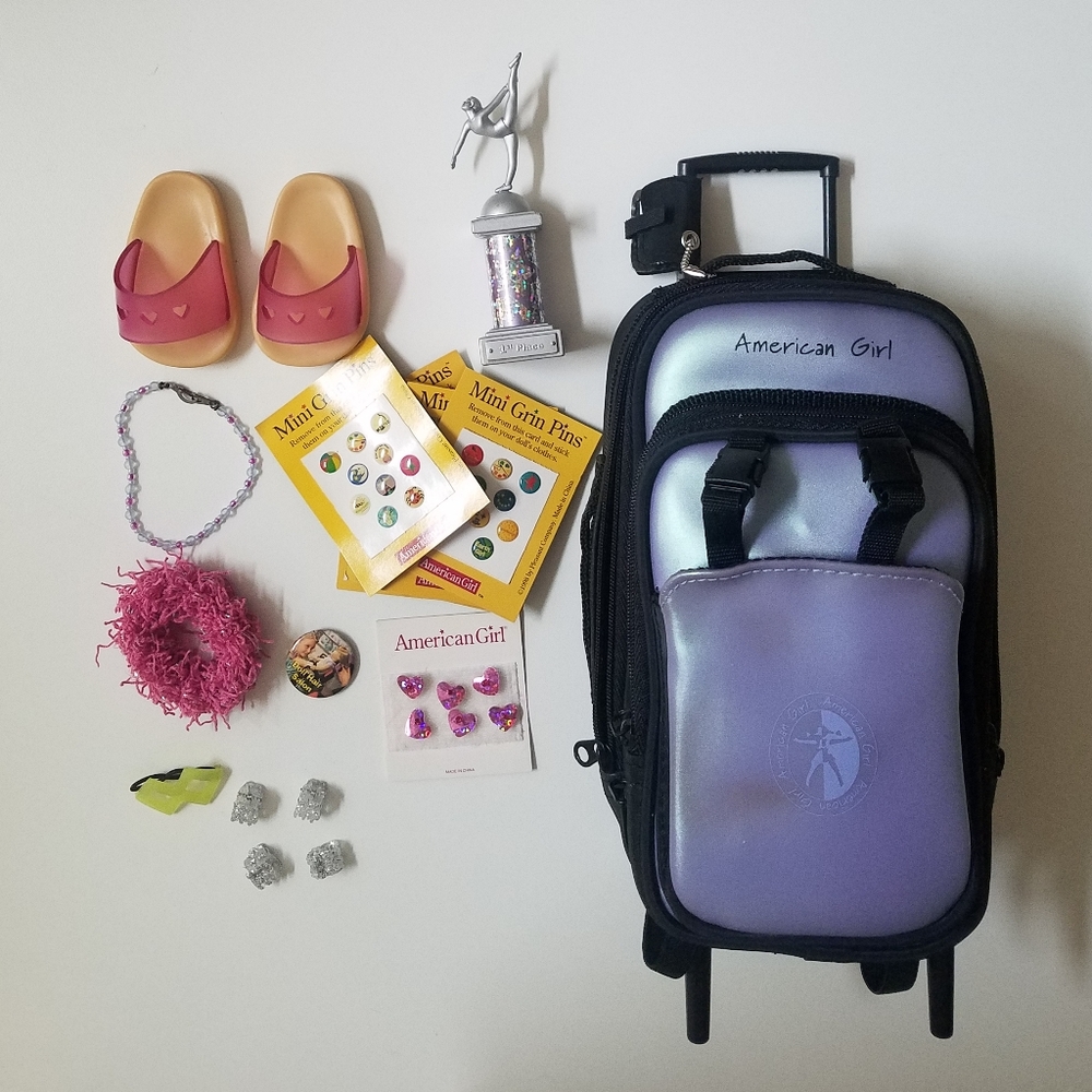LOT American Girl Luggage with Outfits & Accessories